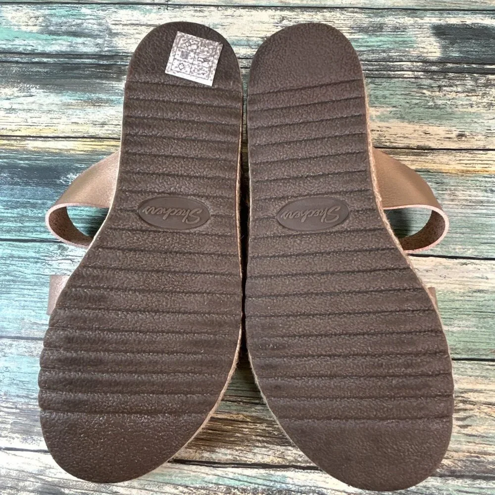 Skechers Martha Stewart Slide Sandal Size 6.5 Rose Gold Wedge Adjustable Comfort